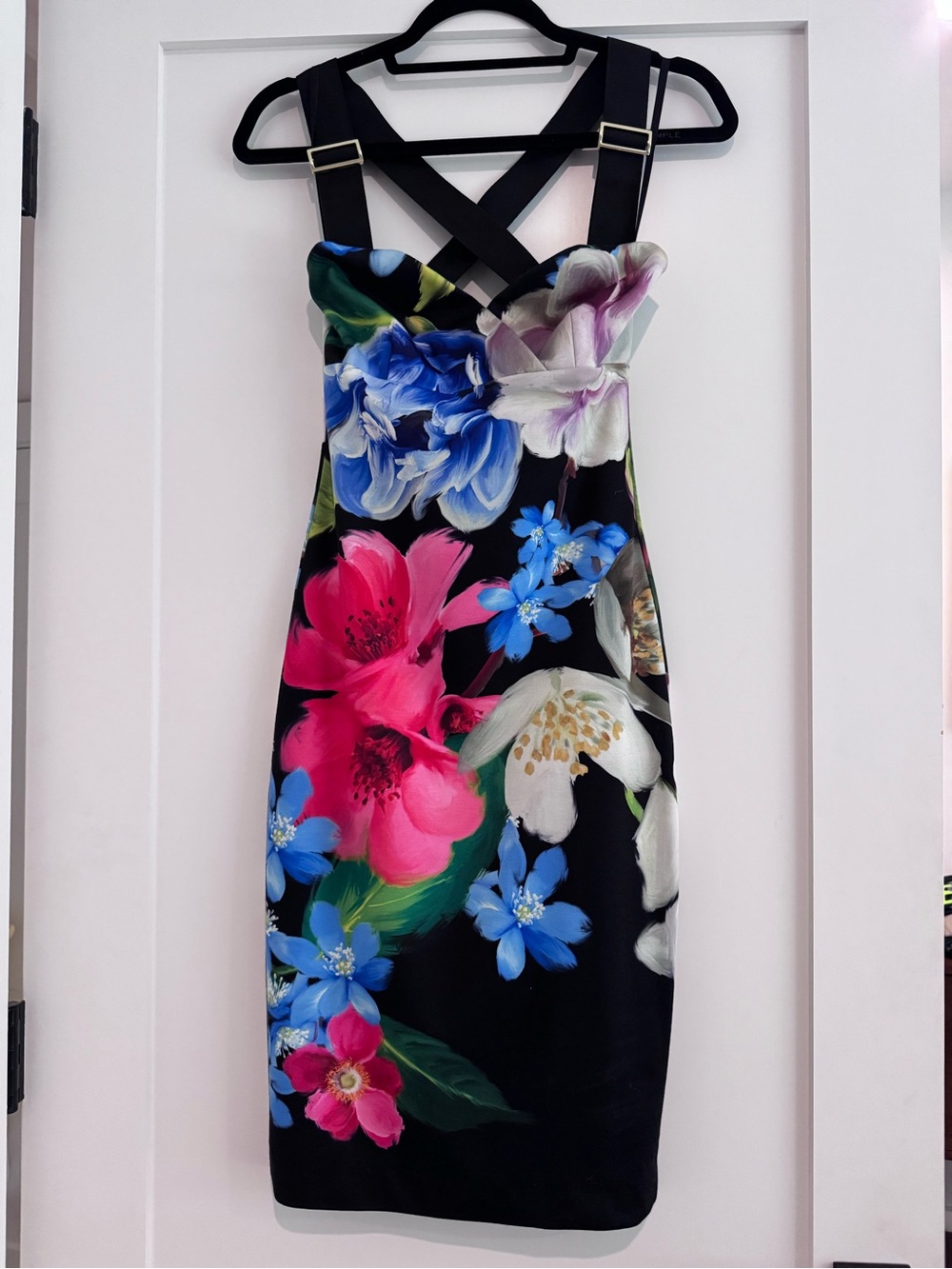 Ted Baker midi floral fitted dress, size 1
